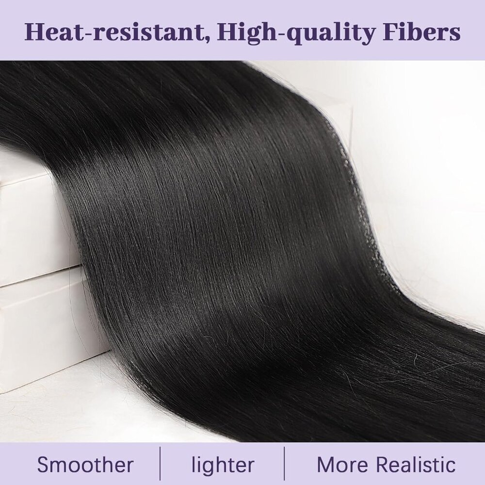 Drawstring Ponytail Extension Long Straight Clip-In Hairpiece for Women Black - Picture 2 of 7